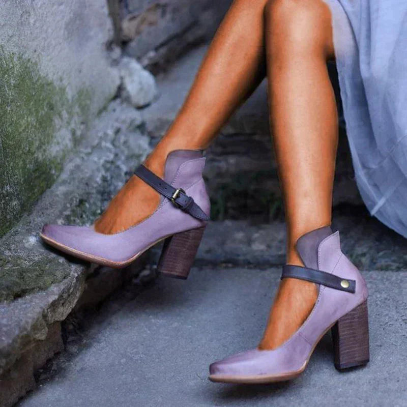 Levoire | Chaussures À Talons Avec Bride De Cheville Vintage Pour Femmes Lilas