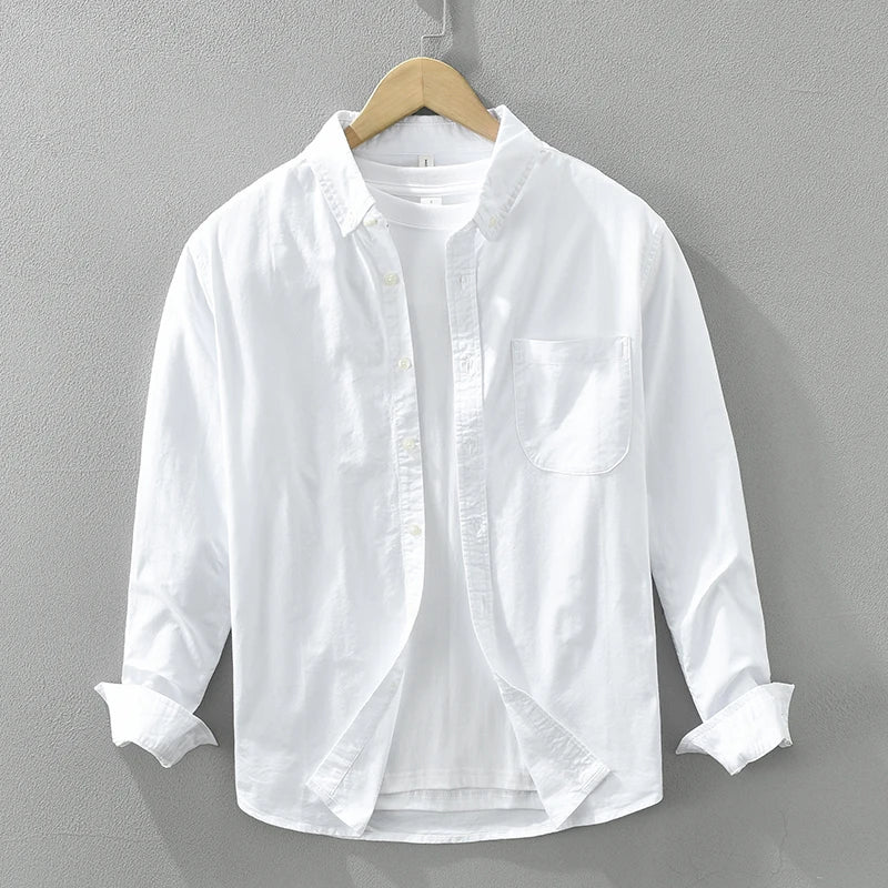 Levoire | Chemise En Coton Elegant Decontracte Hommes Blanc