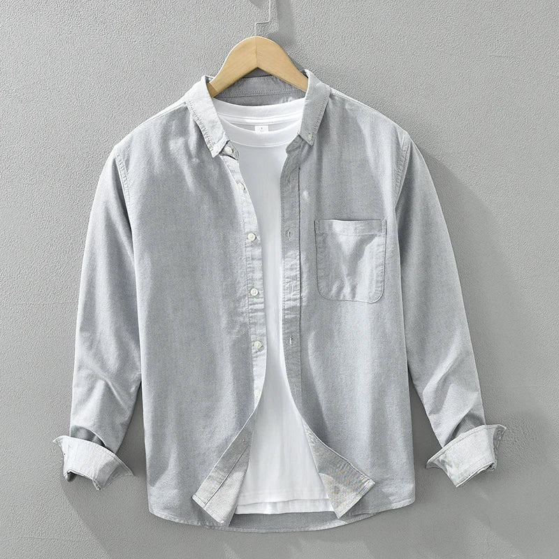 Levoire | Chemise En Coton Elegant Decontracte Hommes Gris