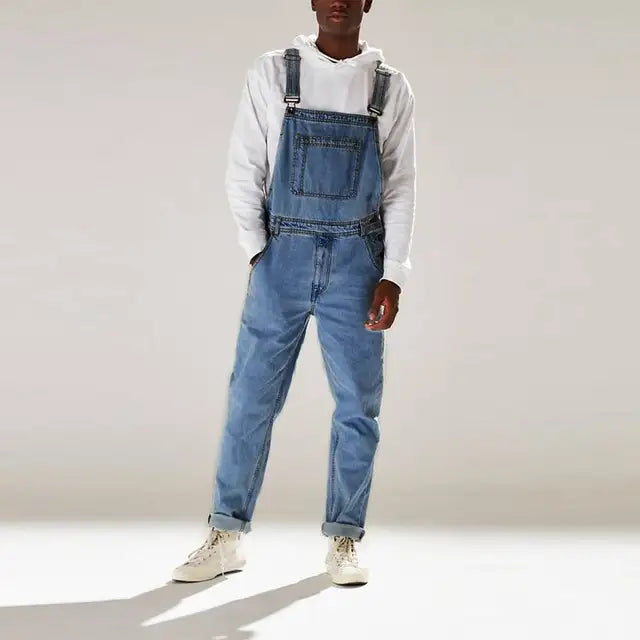 Levoire | Décontracté Denim Jumpsuit With Adjustable Straps And Pockets Bleu clair
