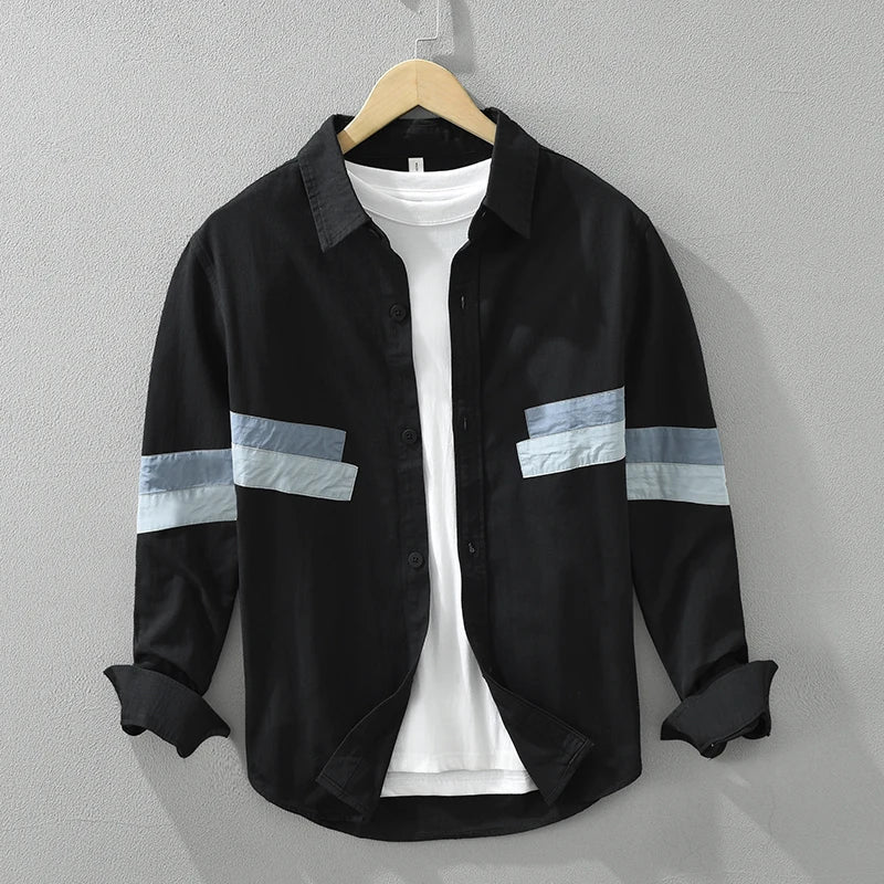 Levoire | Chemise Patchwork Coupe Decontractee Hommes Noir