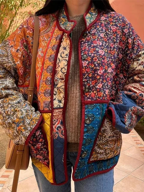 Levoire | Veste Femme Imprimé Floral | Hiver Châtaigne