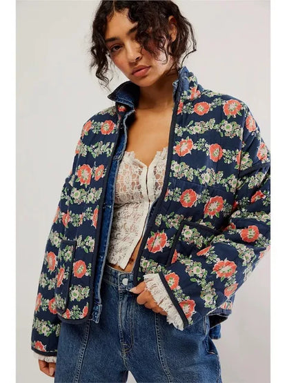 Levoire | Veste Femme Imprimé Floral | Hiver Bleu