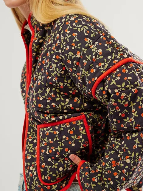 Levoire | Veste Femme Imprimé Floral | Hiver Rouge