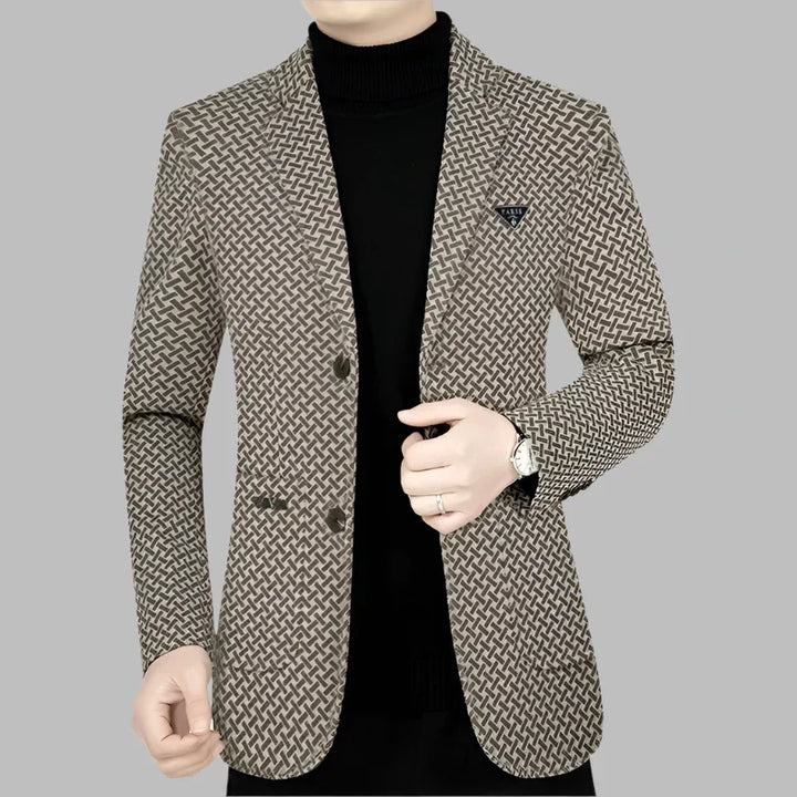 Levoire | Blazer Pour Hommes Moderne Avec Imprimé Abstrait Khaki