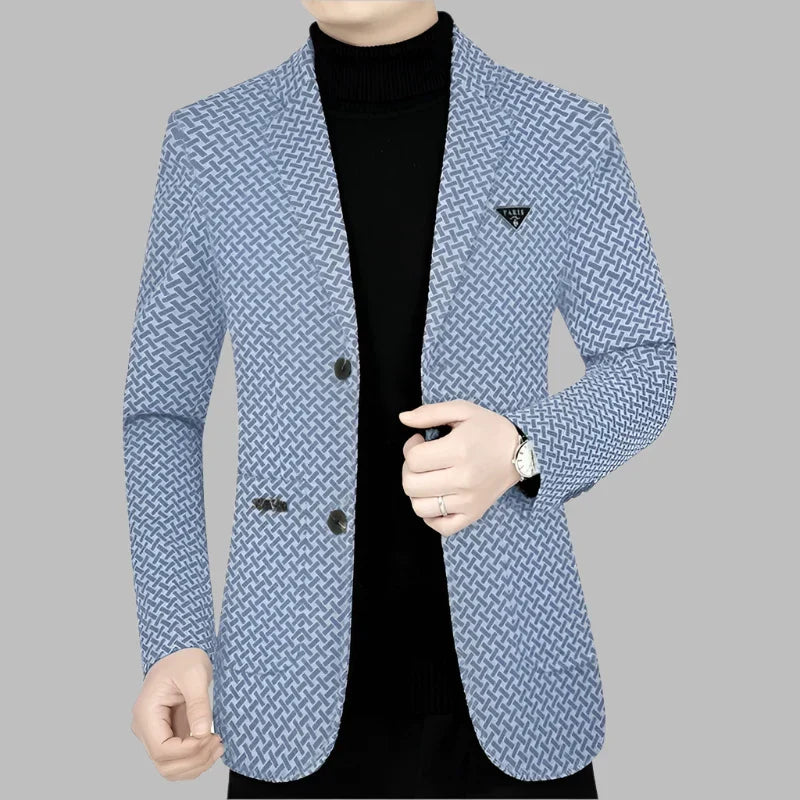 Levoire | Blazer Pour Hommes Moderne Avec Imprimé Abstrait Bleu