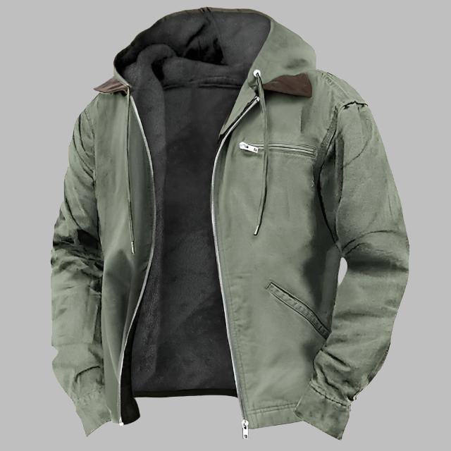 Levoire | Veste De Transition En Coton Premium Avec Polaire Et Capuche Vert olive