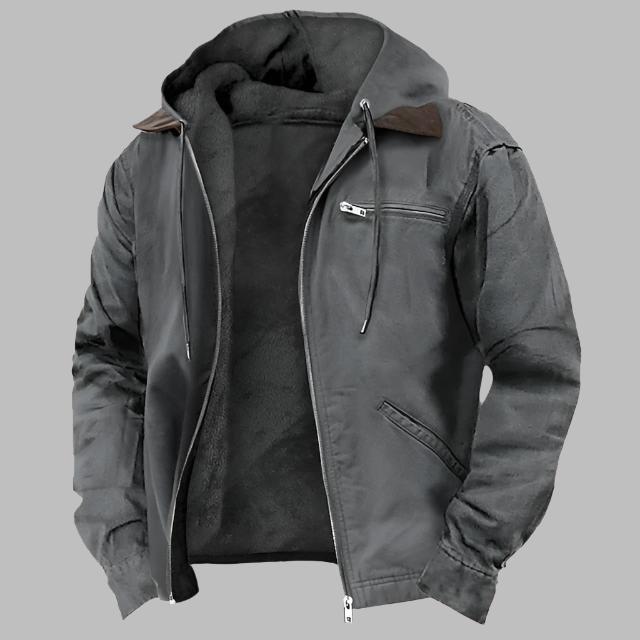 Levoire | Veste De Transition En Coton Premium Avec Polaire Et Capuche Gris