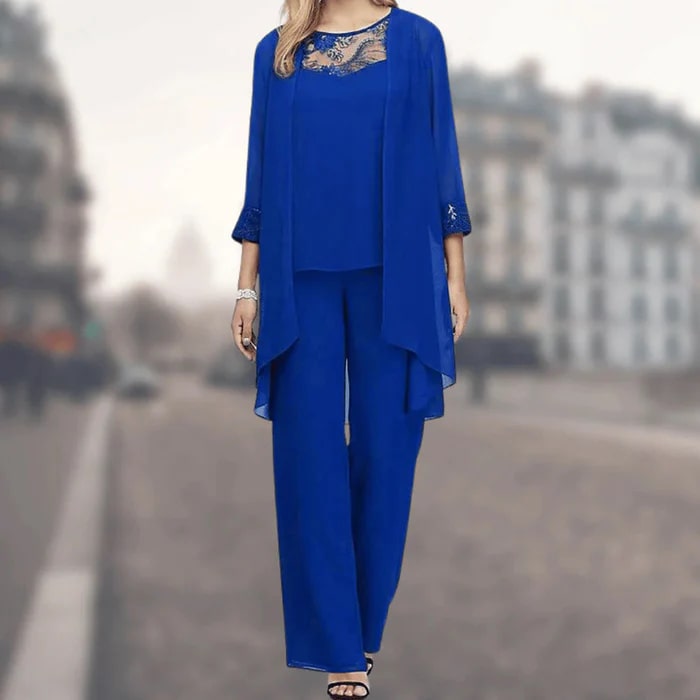 Levoire | Ensemble Élégant Trois Pièces Pour Femmes Bleu