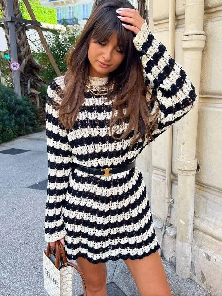 Levoire | Robe Maille Rayée Jacquard Décontractée