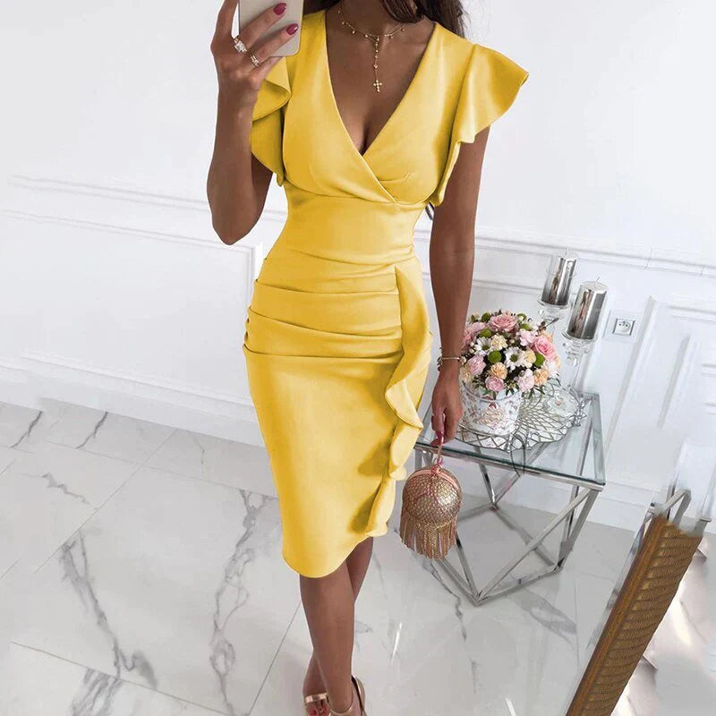 Levoire | Robe Avec Manches Rattachées Et Un Décolleté En V Jaune