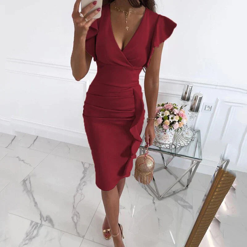 Levoire | Robe Avec Manches Rattachées Et Un Décolleté En V Vin rouge