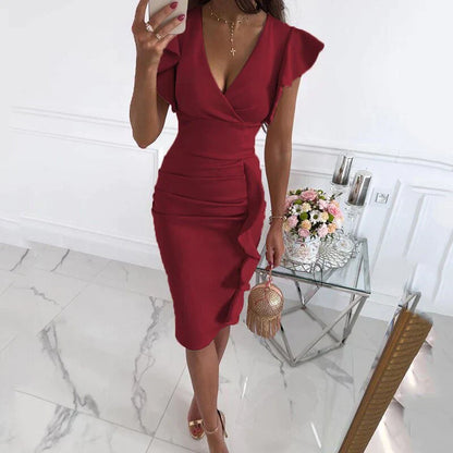 Levoire | Robe Avec Manches Rattachées Et Un Décolleté En V Vin rouge