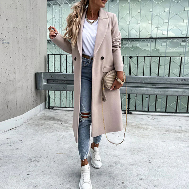 Levoire | Manteau Long Élégant D'Automne Avec Boutons