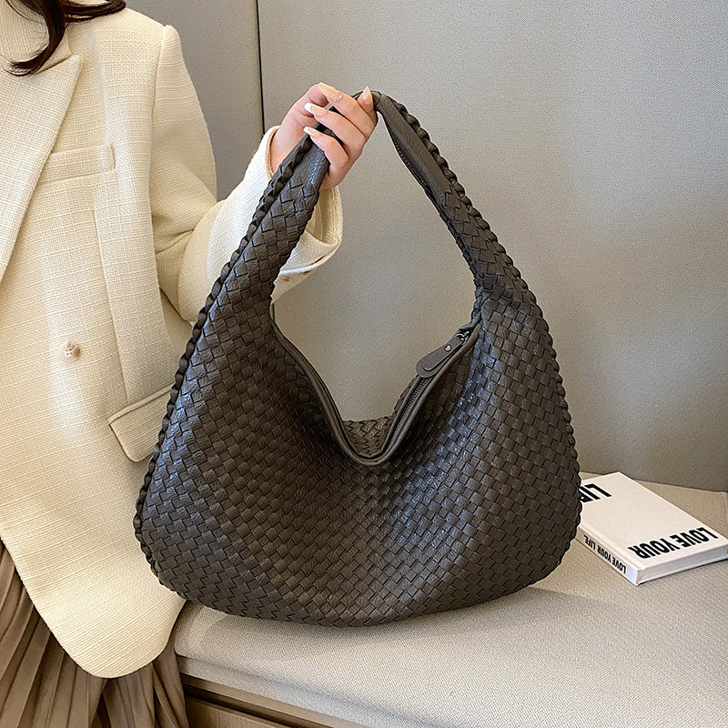 Levoire | Élégante Sac À Bandoulière Tressé Gris 35cm x 30cm x 12cm
