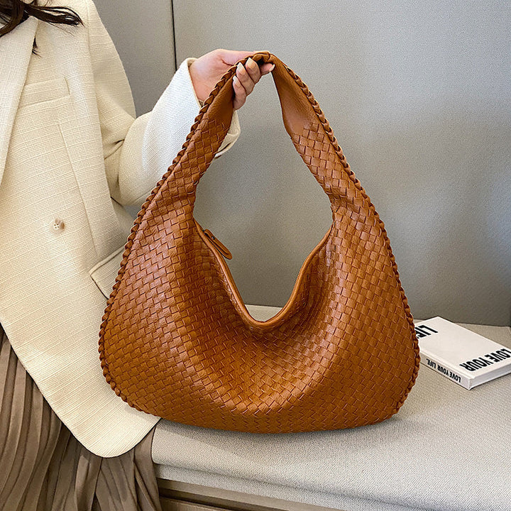 Levoire | Élégante Sac À Bandoulière Tressé Braun 35cm x 30cm x 12cm