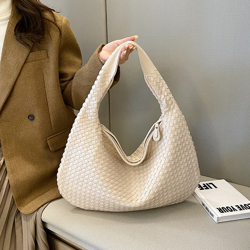 Levoire | Élégante Sac À Bandoulière Tressé Beige 35cm x 30cm x 12cm