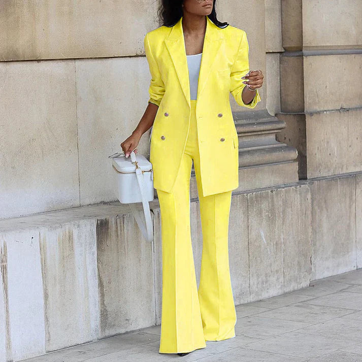 Levoire | Ensemble De Blazer Deux Pièces Pour Femmes Jaune