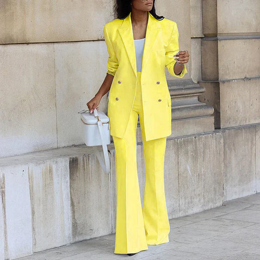 Levoire | Ensemble De Blazer Deux Pièces Pour Femmes Jaune