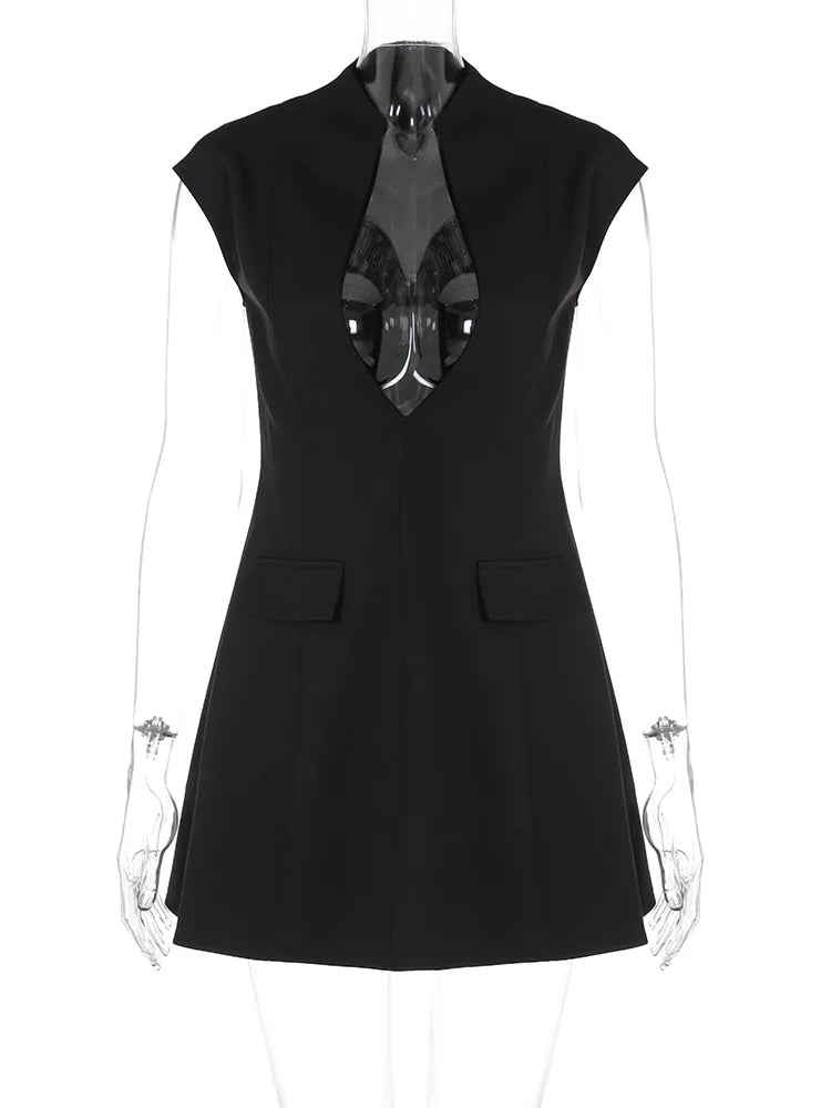 Levoire | Noir Profond V - Sans Manches Mini-Robe