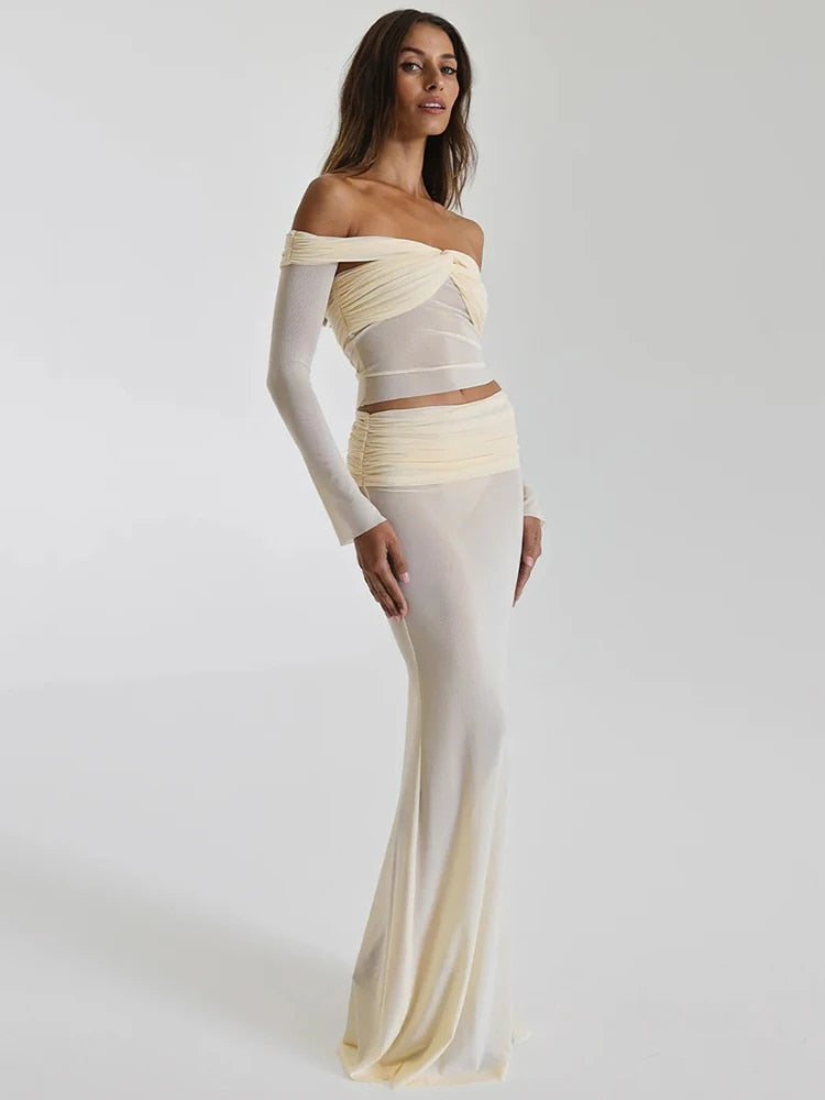 Levoire | Bustier Transparent Sans-Manches Ensemble Crop Et Jupe Longue