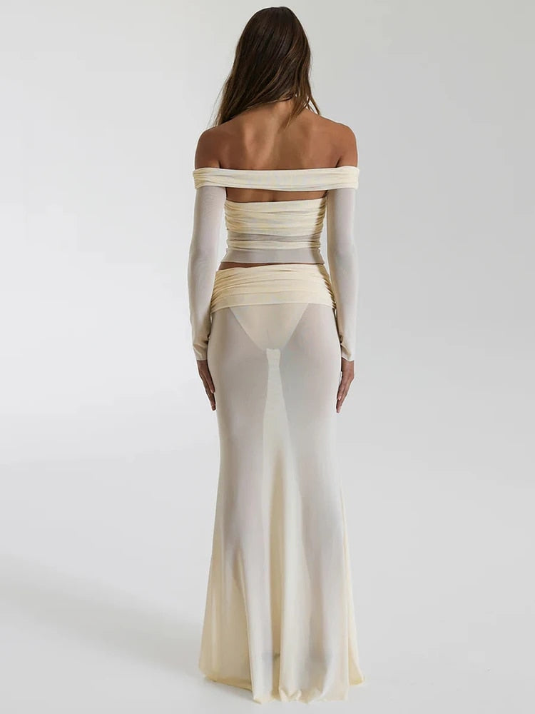 Levoire | Bustier Transparent Sans-Manches Ensemble Crop Et Jupe Longue