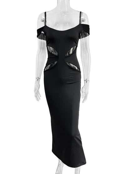 Levoire | Robe Maxi À Bretelles Spaghetti Sans Dos Noir