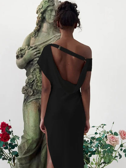 Levoire | Robe Maxi Fendue À Encolure Dégagée, À Dos Décolleté Et À Bretelles Droites