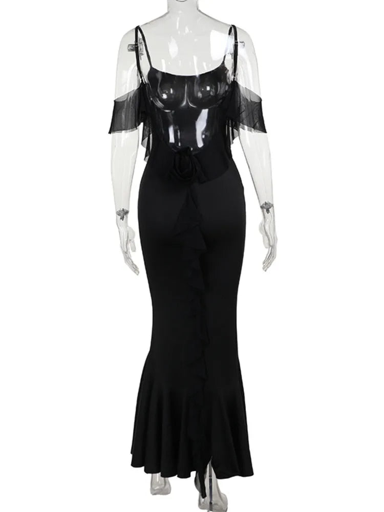 Levoire | Robe Maxi Décolleté Sans Épaule Noir