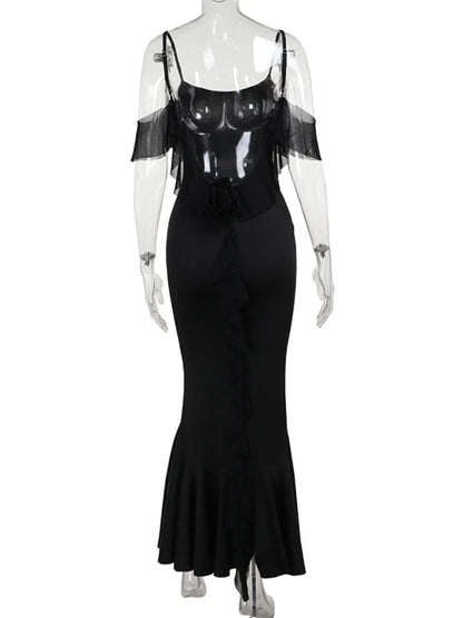 Levoire | Robe Maxi Décolleté Sans Épaule Noir