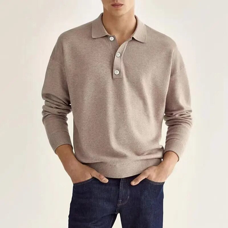 Levoire | Polo Shirt À Manches Longues Élégance Et Confort Maximaux Beige