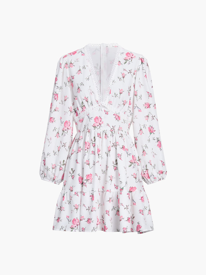 Levoire | Robe Fleurs Courte Avec Décolleté En V