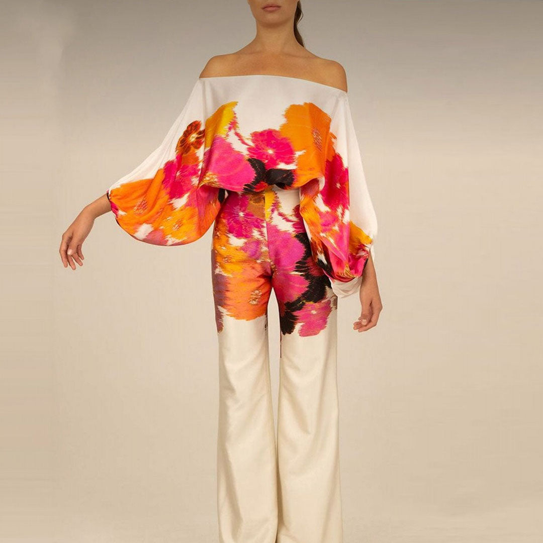 Levoire | Ensemble Satin Élégant Deux Pièces Orange