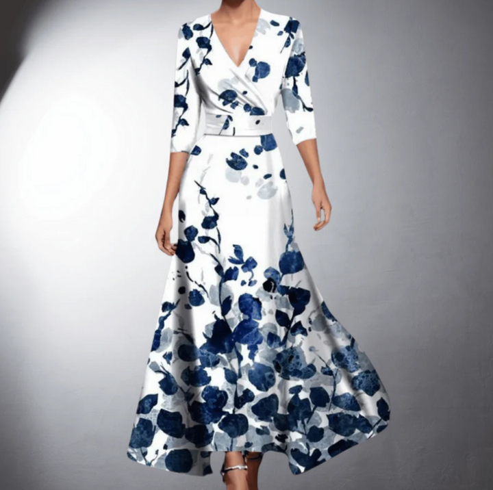 Levoire | Robe Fleur Longue Classique Bleu