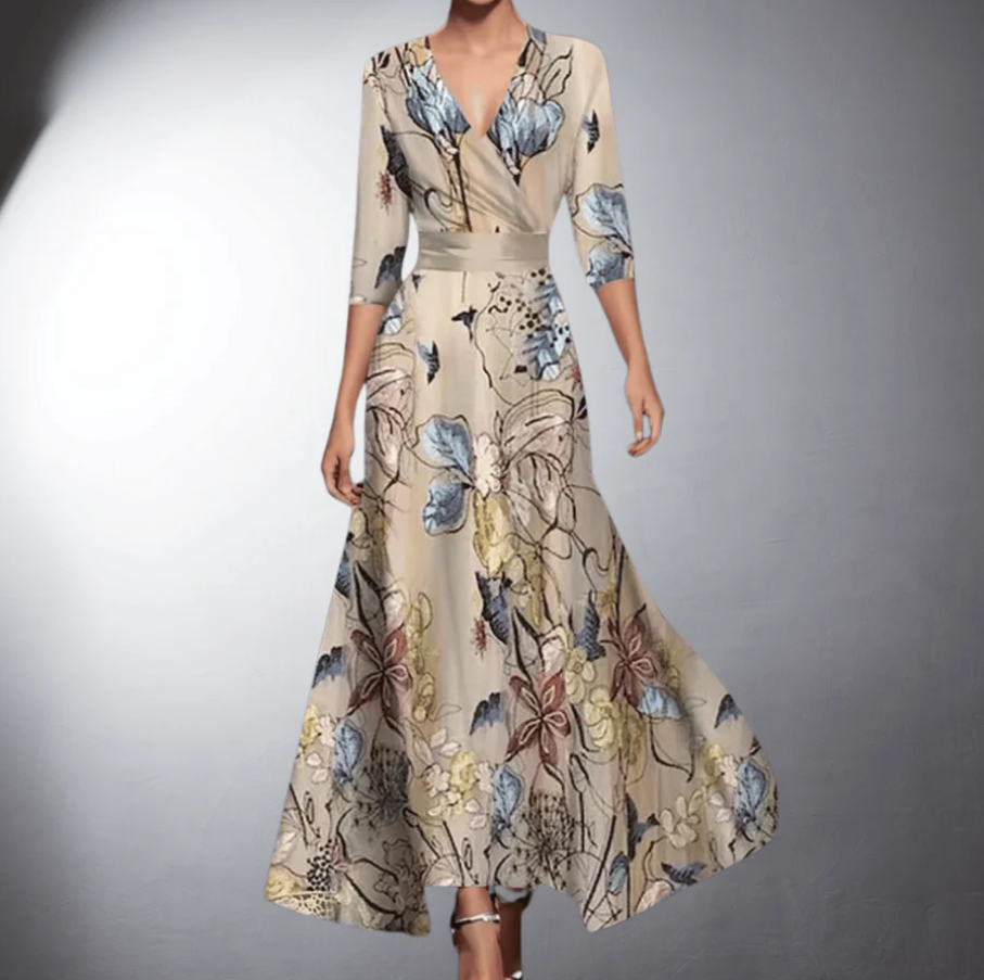 Levoire | Robe Fleur Longue Classique Gris