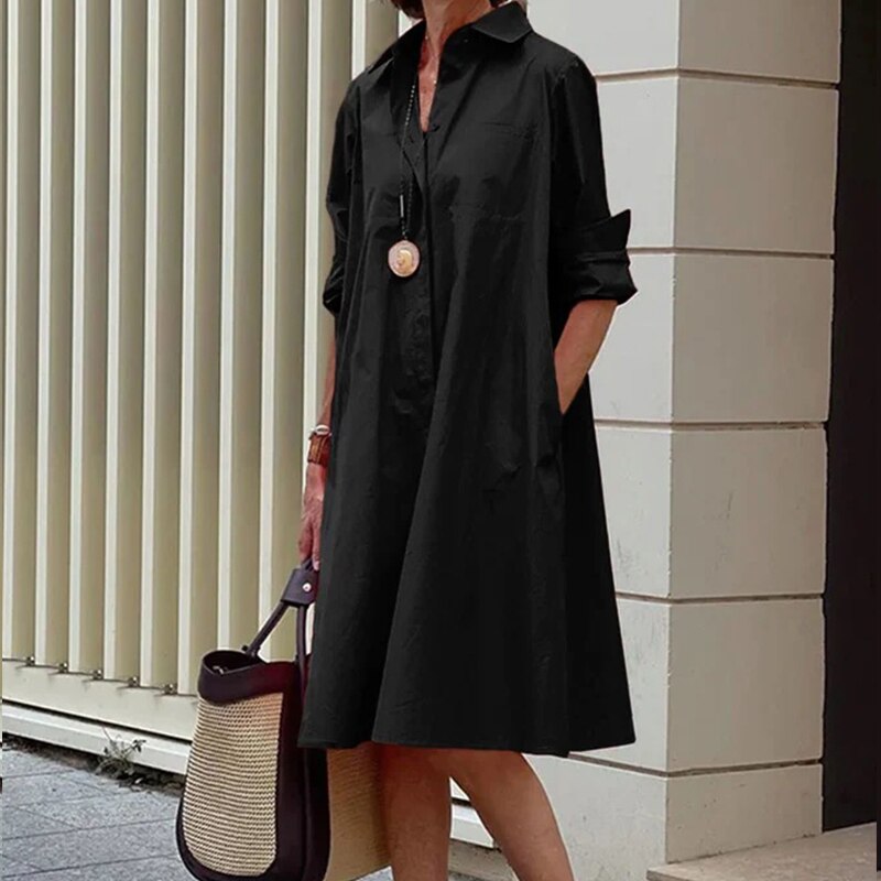 Levoire | Robe D'Été Décontractée Avec Col Noir