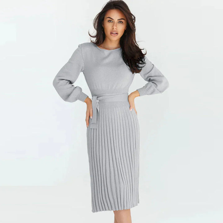 Levoire | Robe En Maille À Col Rond Slim Fit Avec Manches Longues Gris