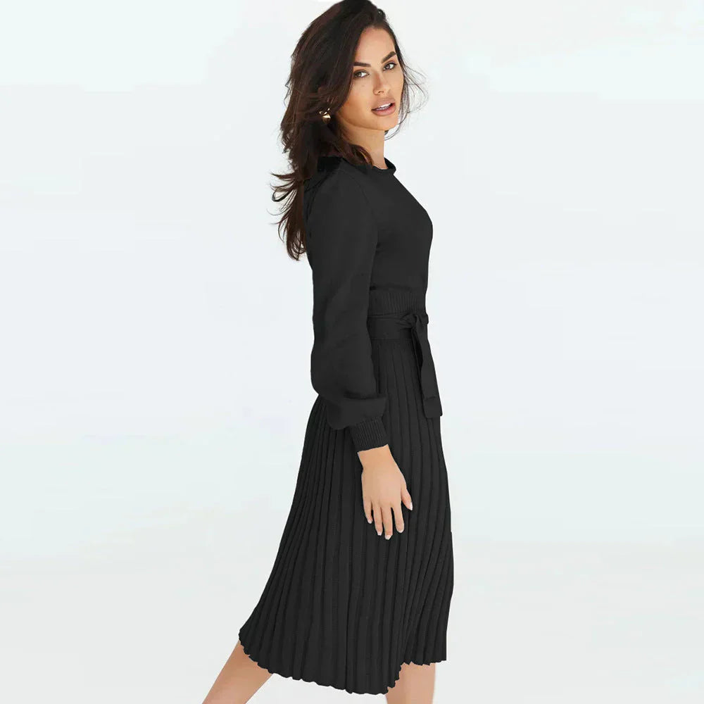 Levoire | Robe En Maille À Col Rond Slim Fit Avec Manches Longues Noir