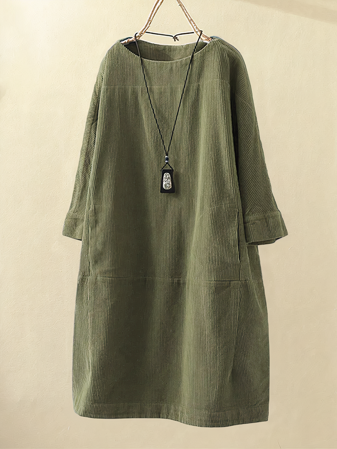 Levoire | Robe en A avec cordon de serrage Verte Olive