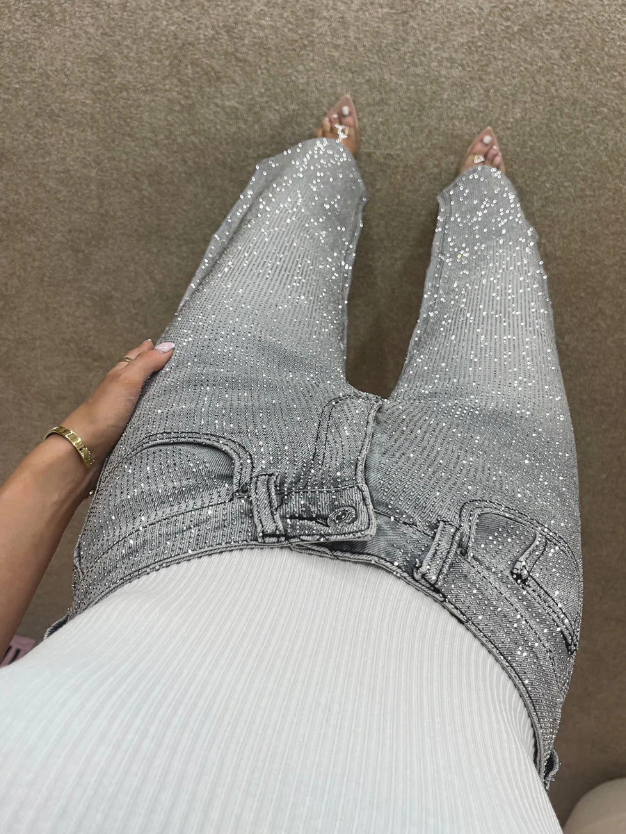 Levoire | Jeans Avec Haute Taille Et Détails Diamant