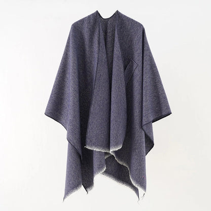 Levoire | Poncho Cachemire Ute Confortable Gris d'avoine Une taille