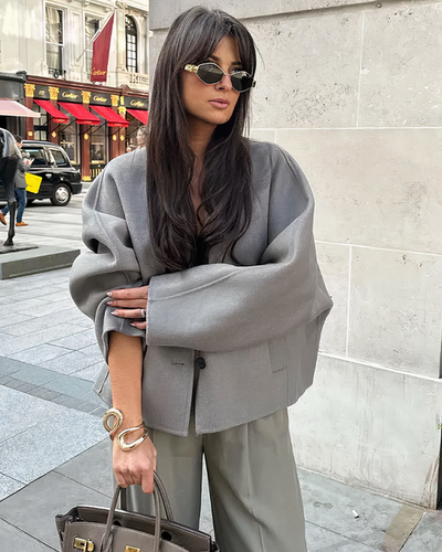Levoire | Veste Tendance Courte Surdimensionnée Avec Étiquetage À Bouton Pour Femmes