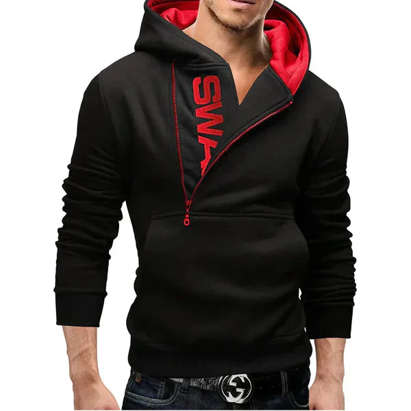 Levoire | Sweat À Capuche Stylé Noir Rouge
