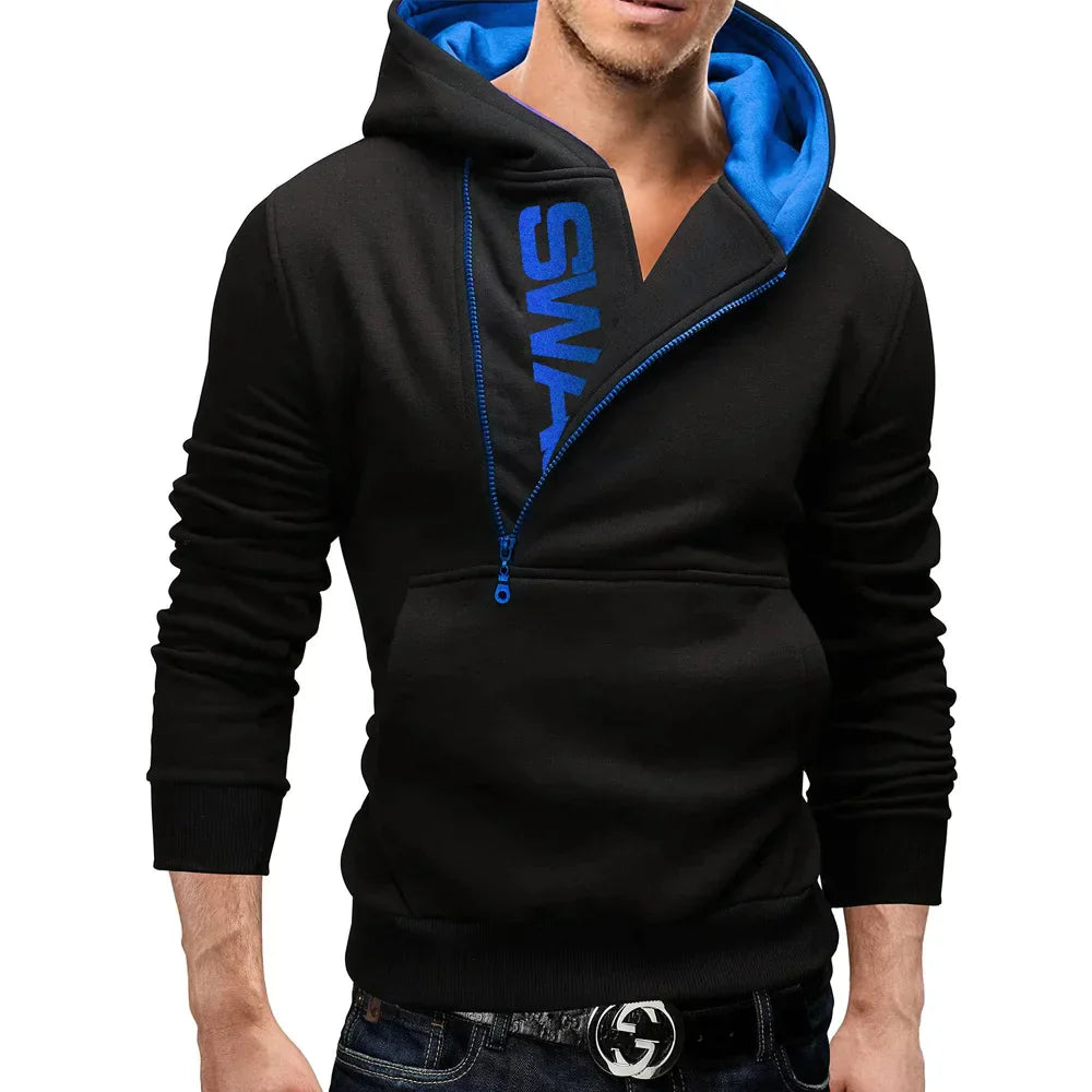Levoire | Veste À Capuche À Manches Longues Avec Zip Latéral Et Poches Noir et Bleu