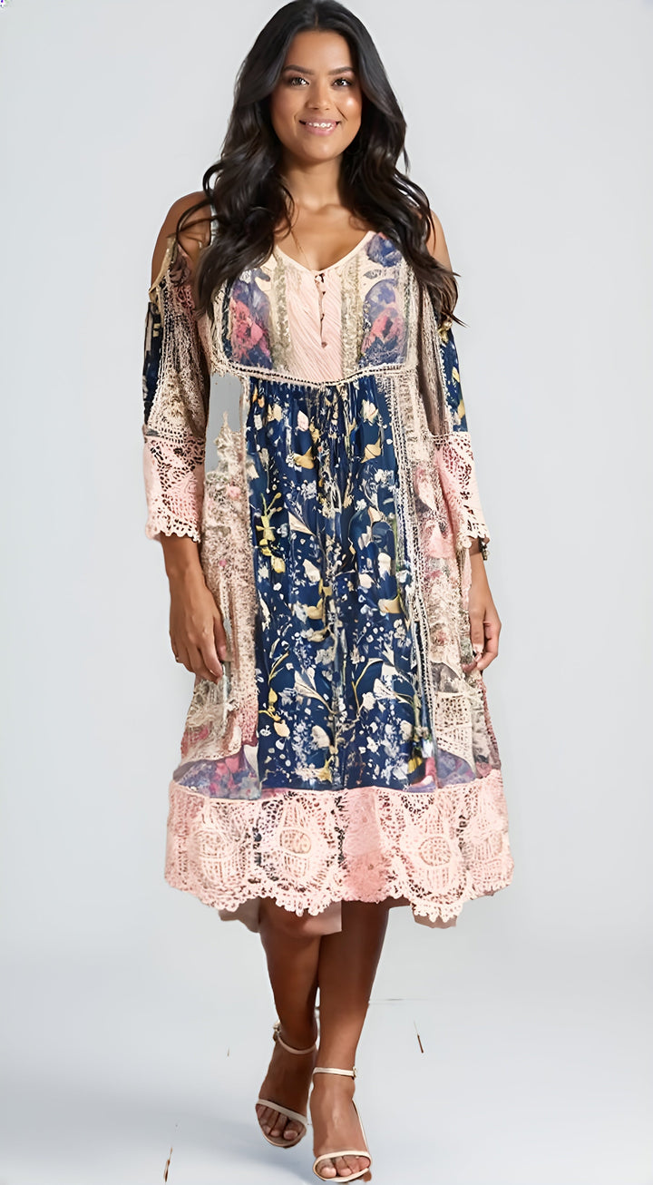 Levoire | Robe Boho Fleurs Accentuation De Dentelle Raffinée Pour Un Look Unique