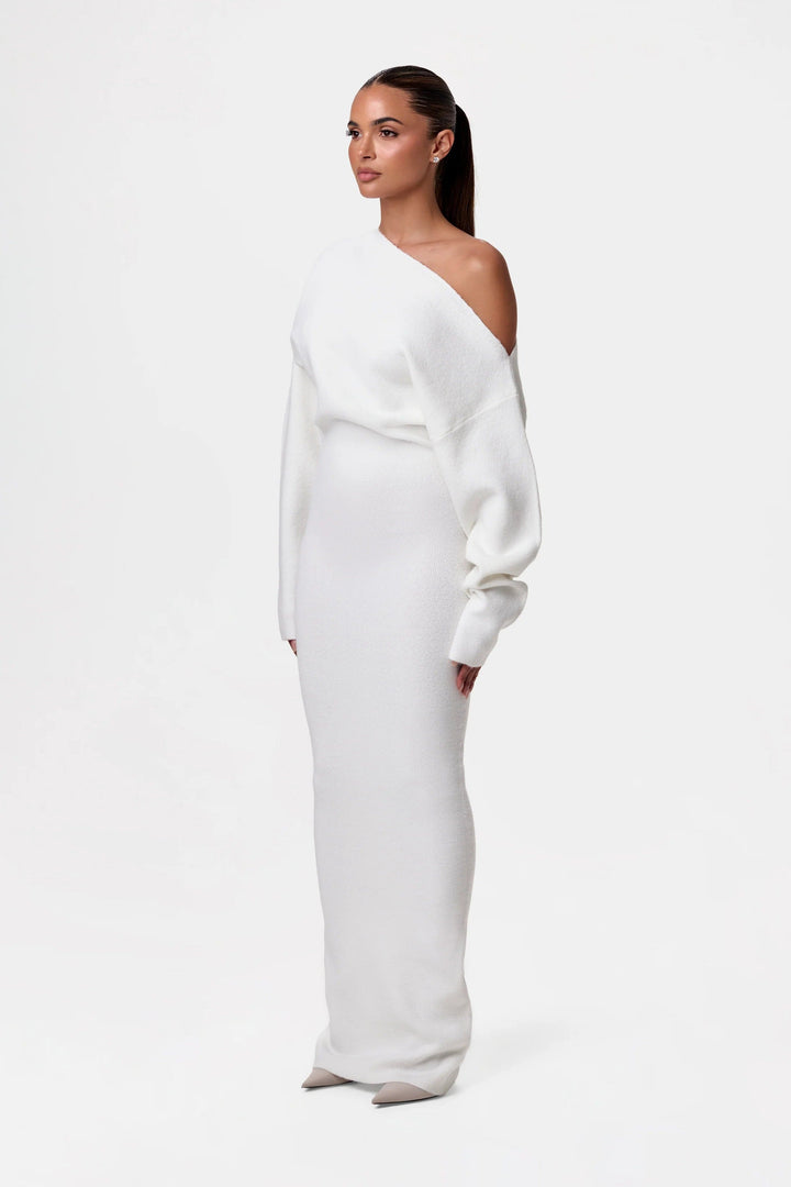 Levoire | Robe Féminine Au Design Discret Blanc