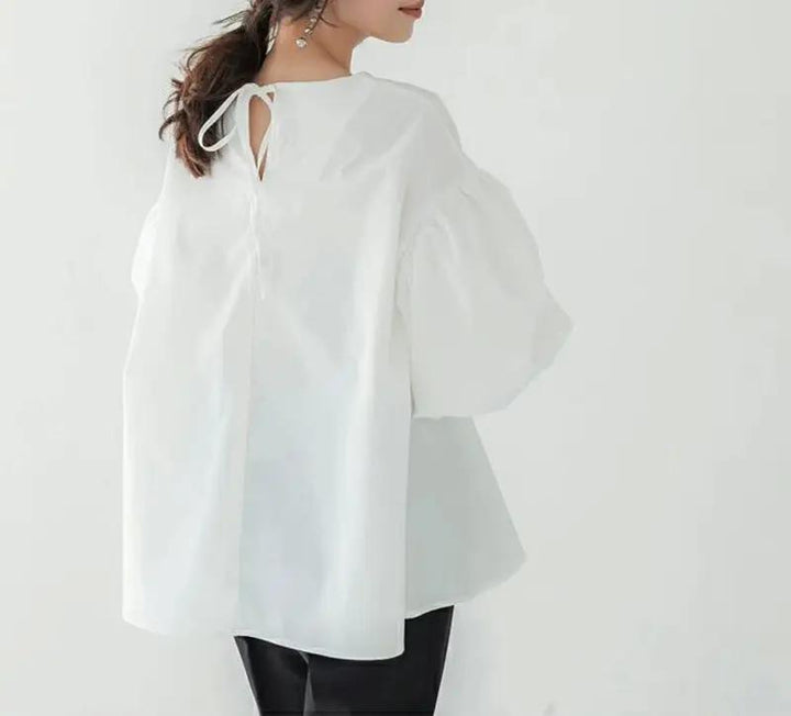 Levoire | Nouvelle chemise top ample grande lanterne-manche ronde Blanc