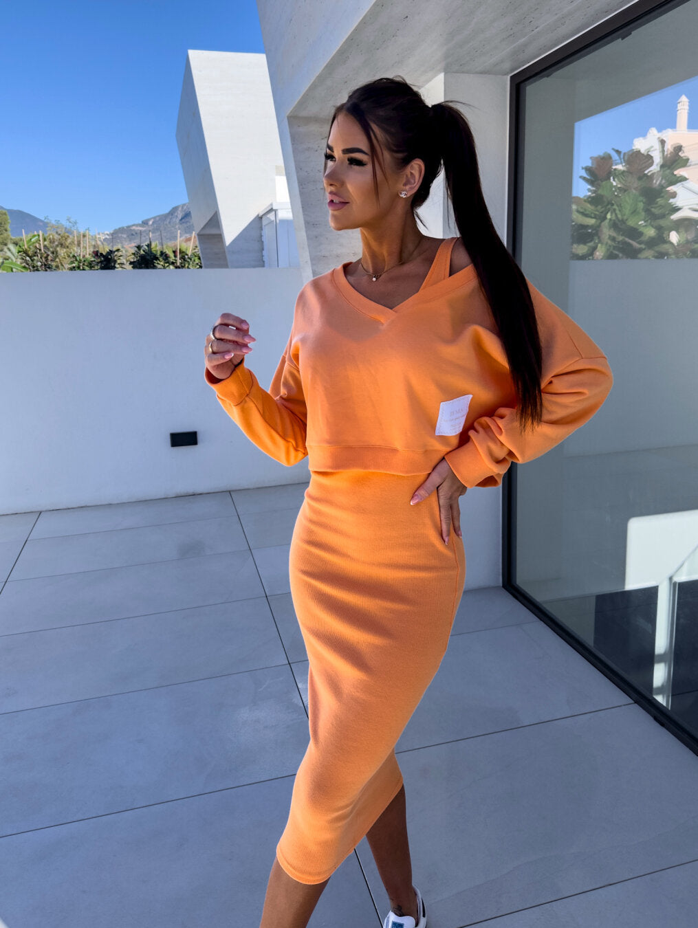 Levoire | Ensemble De Sweat-Shirt Et De Robe Luxes Orange