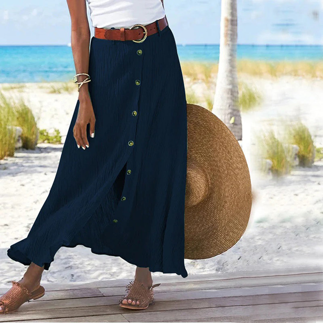 Levoire | Jupe Maxi Élégante À Boutons Bleu foncé