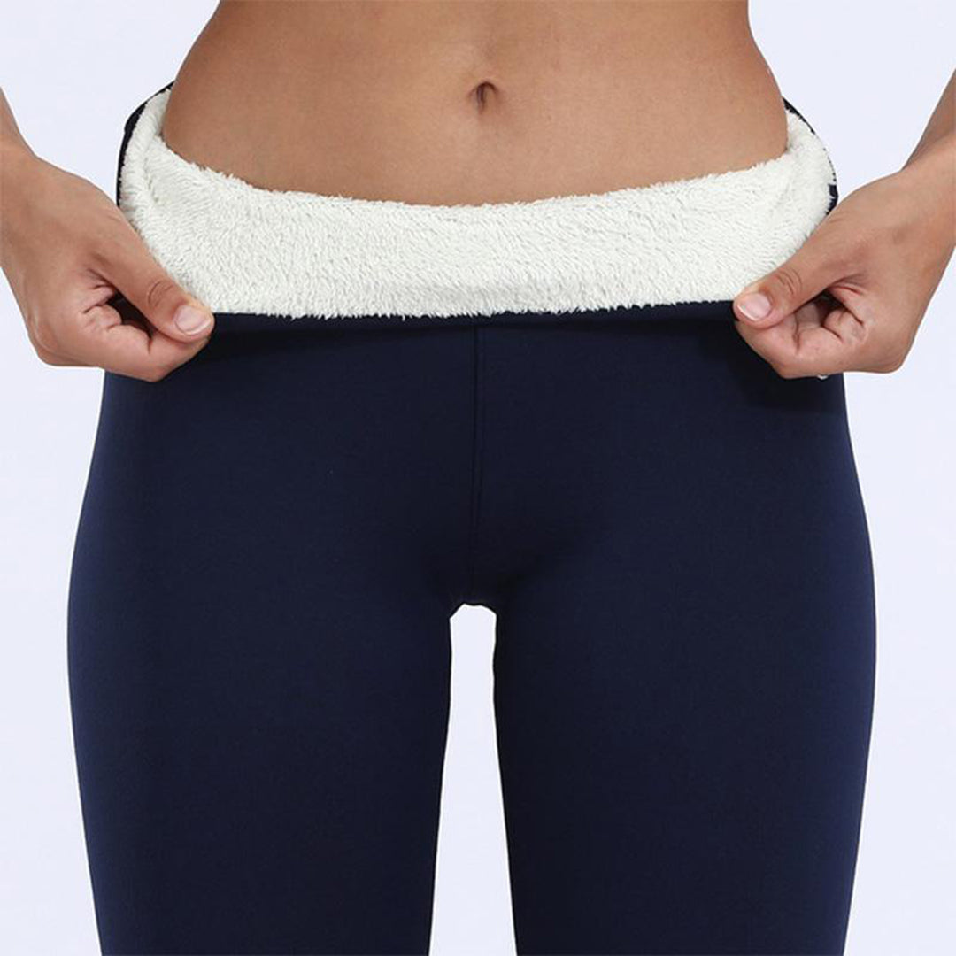 Levoire | Leggings avec Doublure Pelucheuse et Taille Haute pour l'Hiver Bleu marine